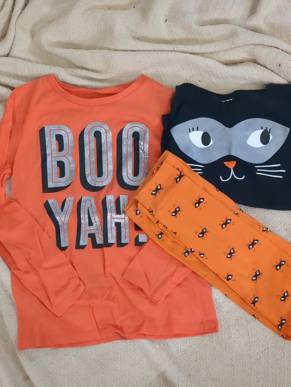 OshKosh B'gosh Orange Halloween 'BOO YAH' Shirt and Carter's Black Cat PJ Set